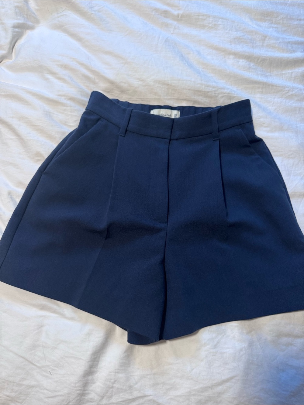 Abercrombie & Fitch Navy High-Waist Tailored Shorts